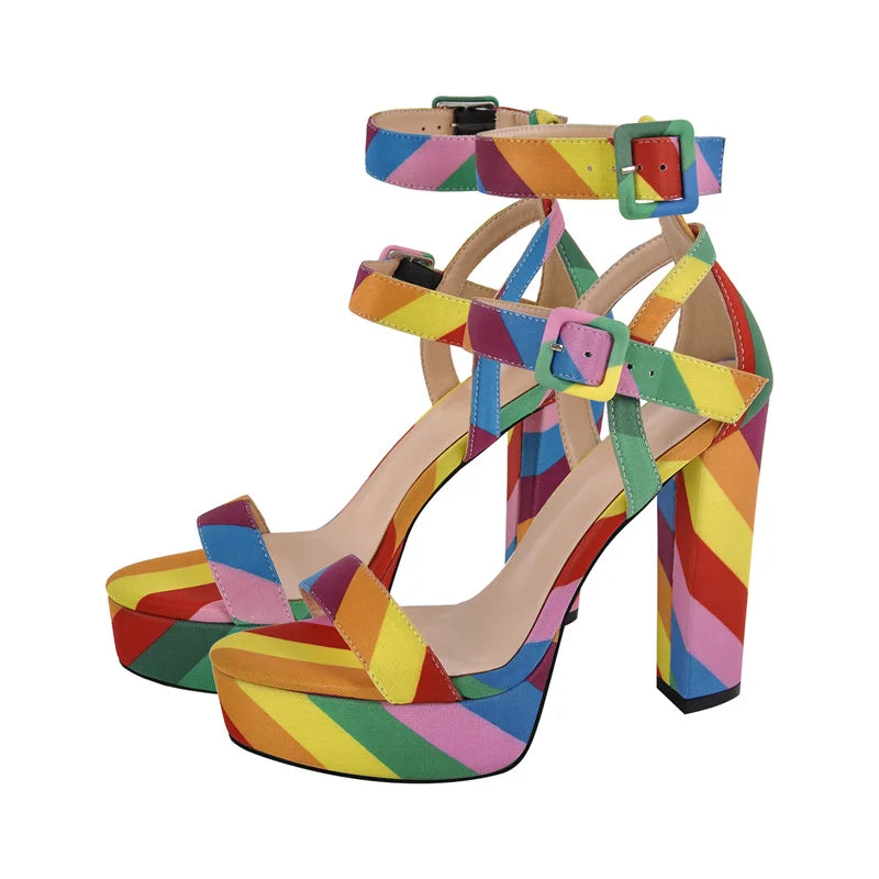 Halo Rainbow Platform Sandals