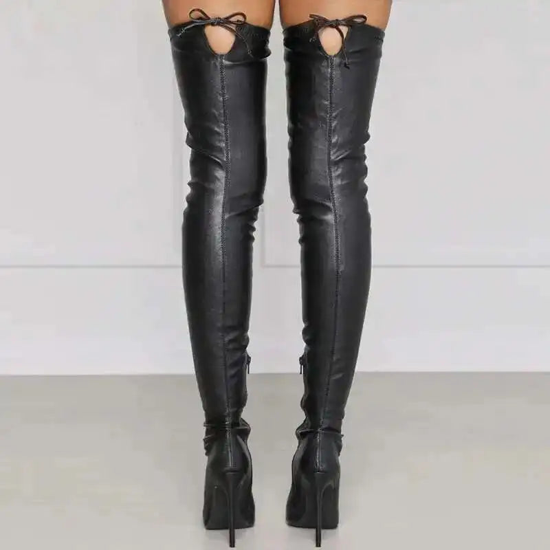 Blush Apricot Over The Knee Stiletto Boots
