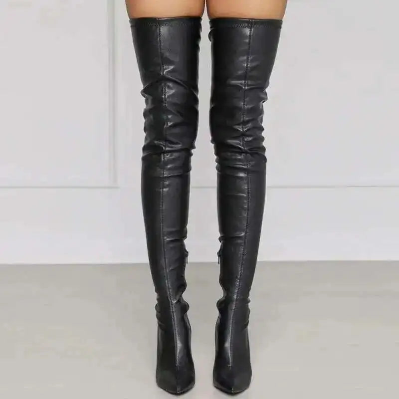 Blush Apricot Over The Knee Stiletto Boots