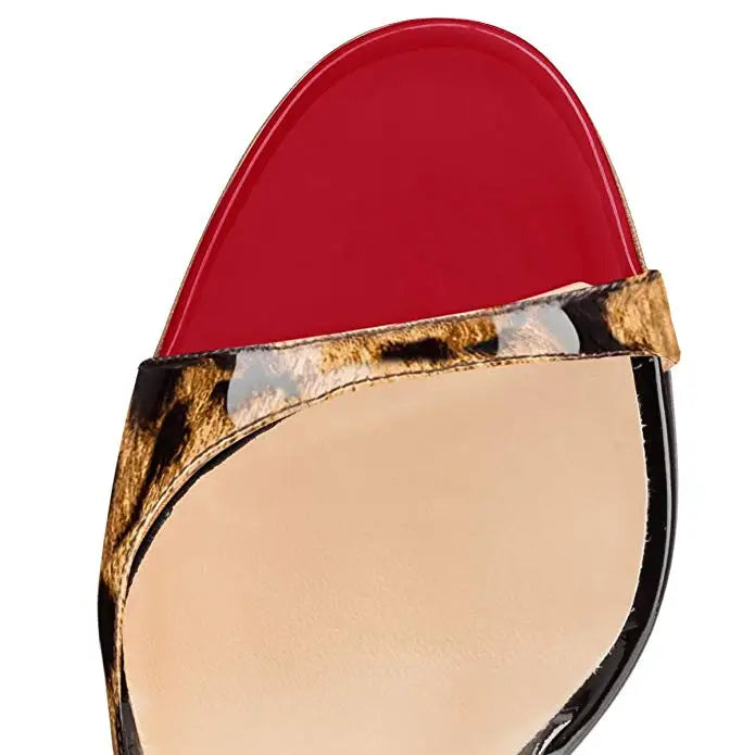 Fashionable open toe side empty super high heels with leopard print fashion bags and women's sandals in sizes 33-46