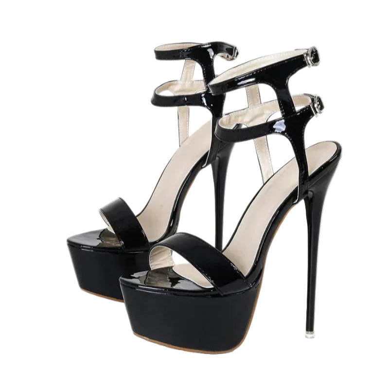 Crimson Platform Buckle Sandals