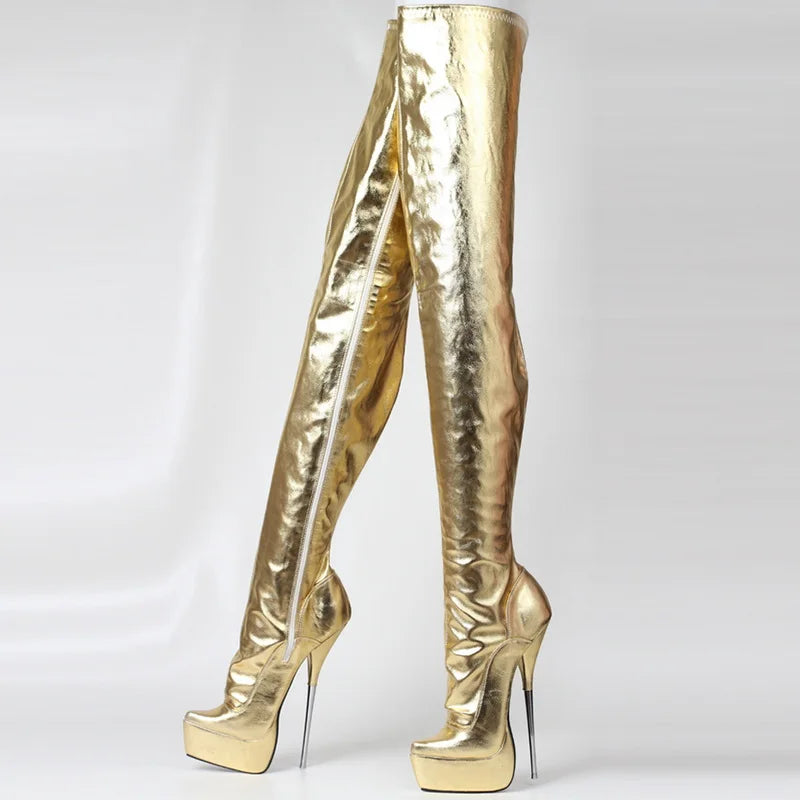 Obsidian 21cm Stiletto Thigh High Boots