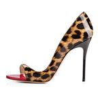 Fashionable open toe side empty super high heels with leopard print fashion bags and women's sandals in sizes 33-46