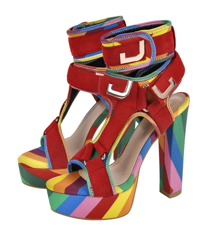 Halo Rainbow Platform Sandals