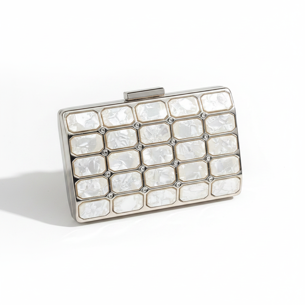 Acrylic Clutch – Silver White