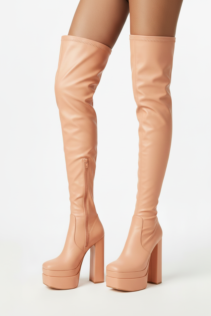 Apricot Over-The-Knee Platform Boots