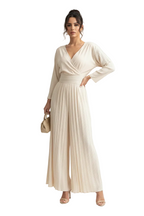 Bisou Wide Leg Jumpsuit - Beige White Background