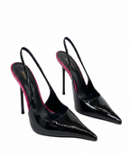 Black Patent Leather Slingback Pump 3/4