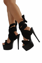 Black Wrap Strap Stiletto White Background