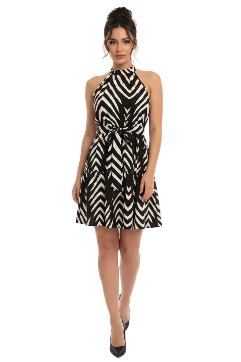 Blasian model - Black zebra dress
