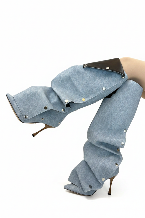 Celeste Boots - Grey Blue White Background