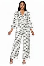 Demi Dot Jumpsuit - Full Body White Background