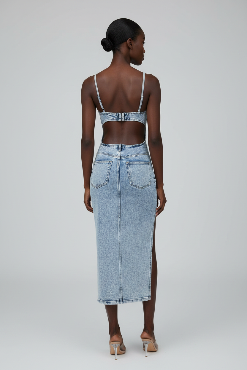 Denim Dress - Back View
