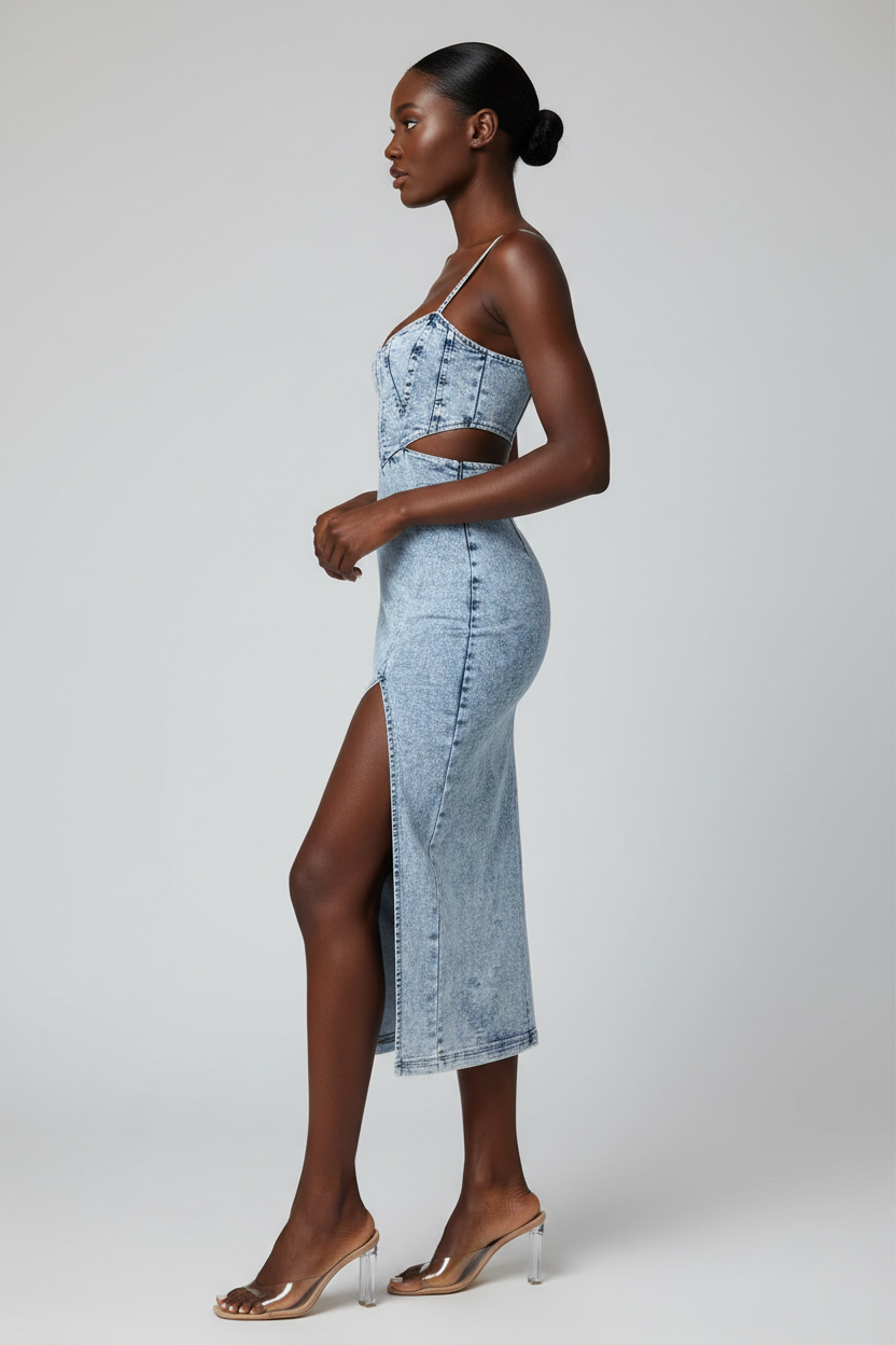 Denim Dress - Side Profile