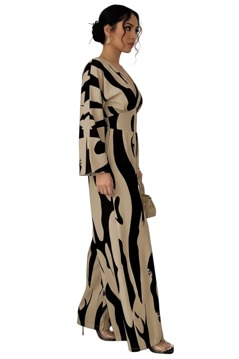 Fauna Print Jumpsuit - Full Length Side