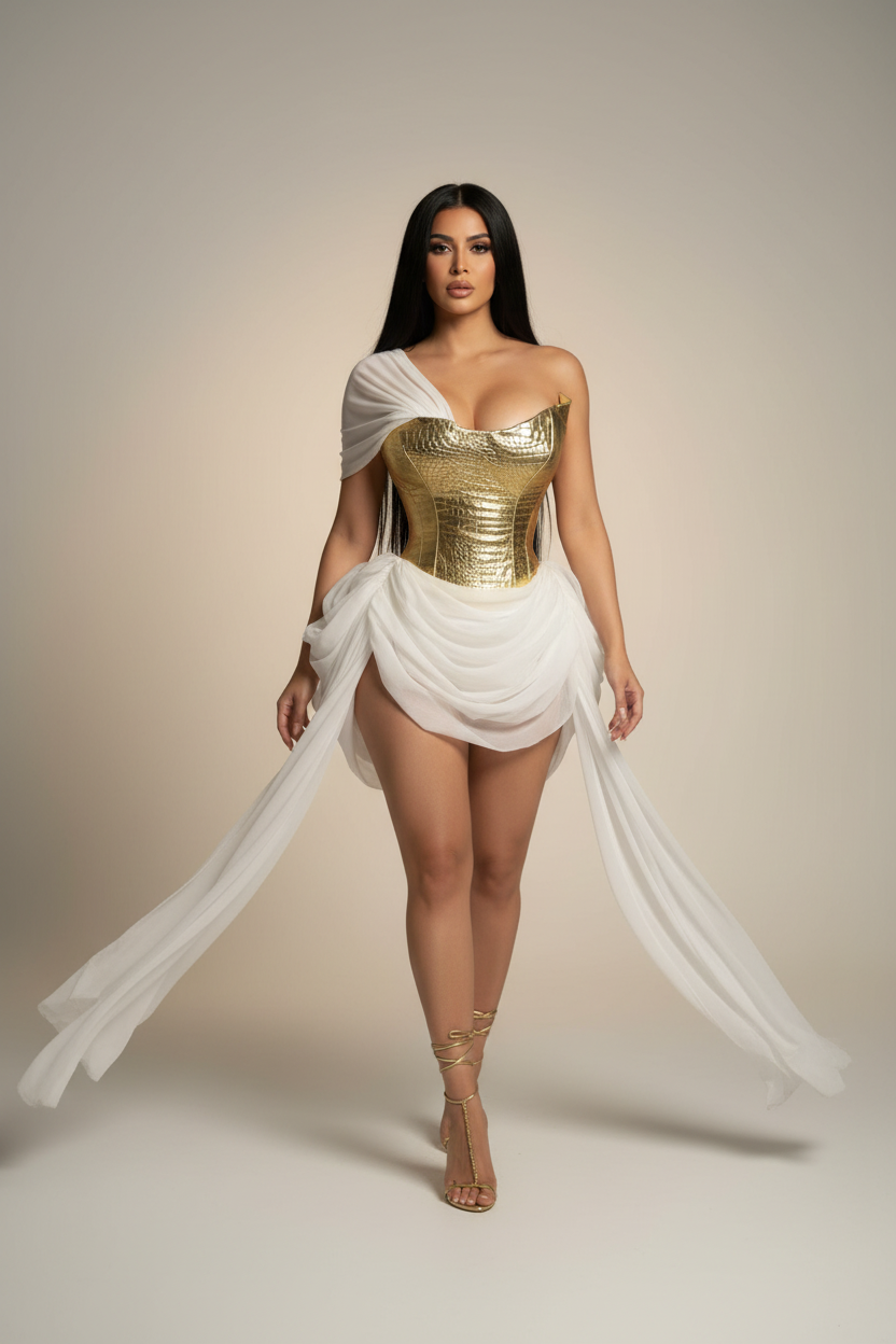 Goddess Drape Corset Mini Dress