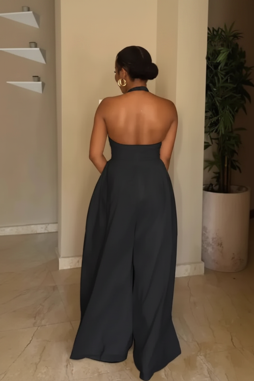 Harlow Jumpsuit Black Backless