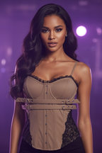 Lace Corset Cami - Khaki Close Up