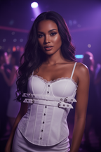 Lace Corset Cami - White Close Up