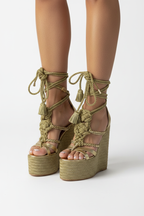 Rope Wedge Sandals 3/4 Angle White Background