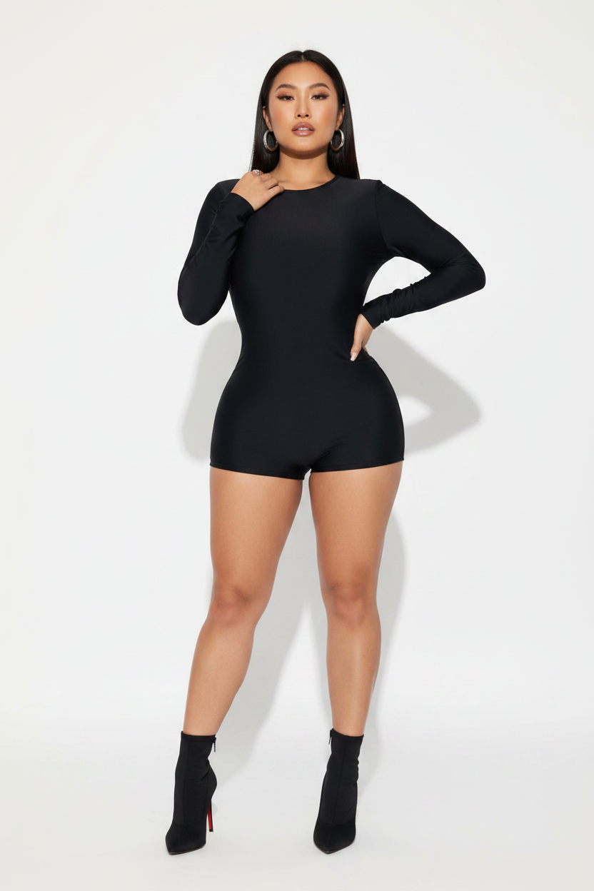 Sleek & Sultry Romper - Asian Model