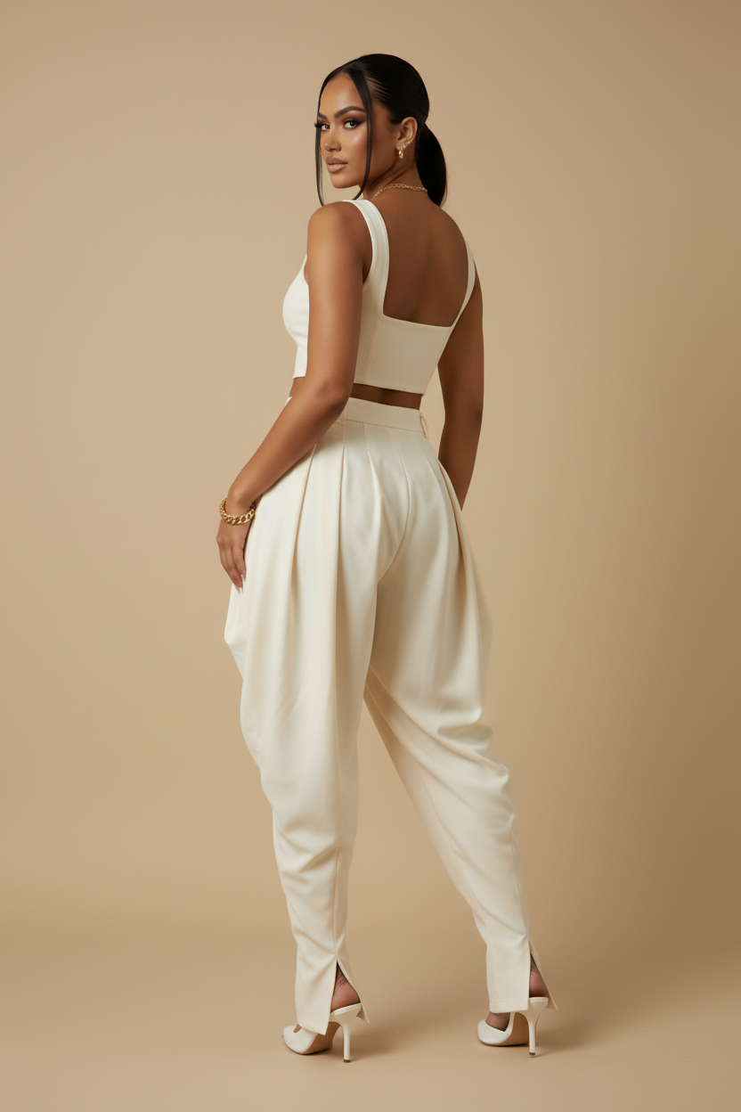 Soho Wide Pant - Cream on Cream OTS