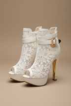 Soleil White Boot – Greige Backdrop