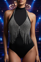 Sparkling Mesh Body Chain – Model Close-up