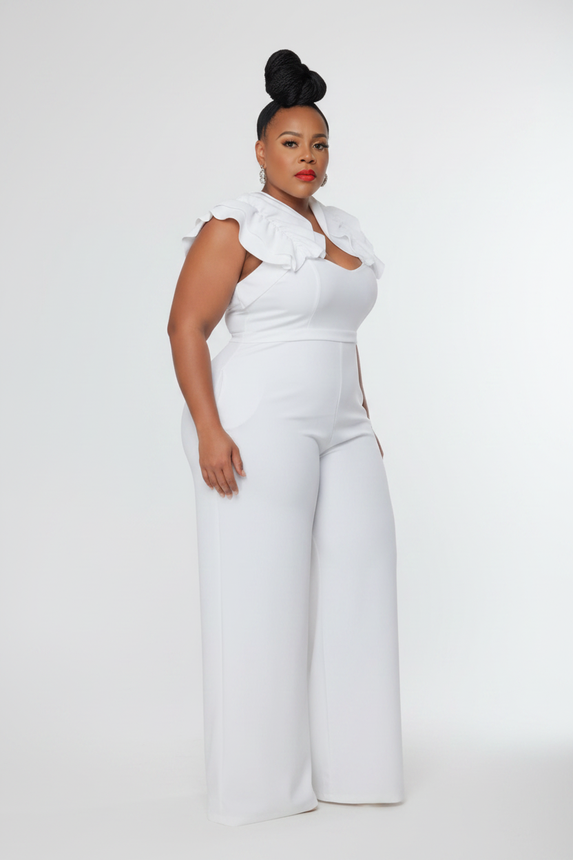 The Grand Dame Jumpsuit - 3/4 White