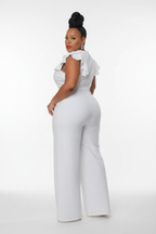 The Grand Dame Jumpsuit - Over Shoulder White