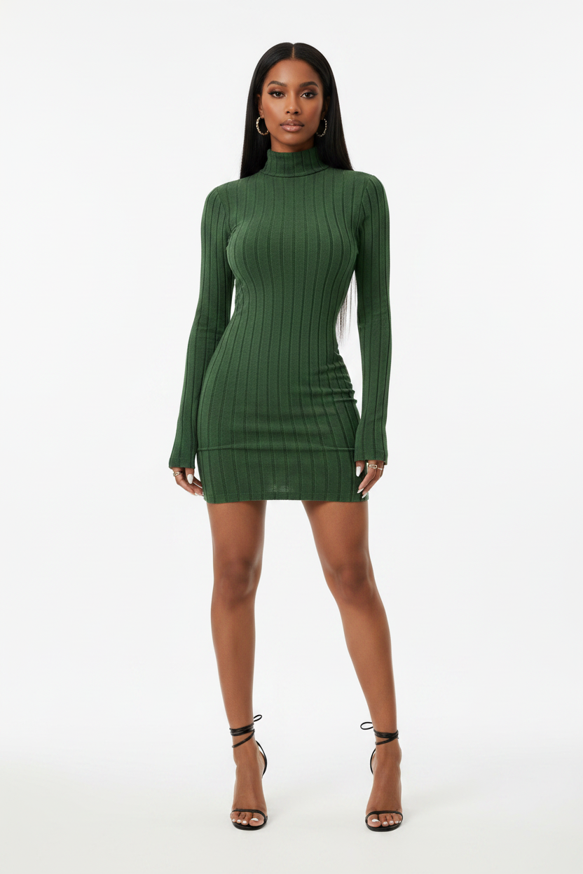 The Grip Mini Dress - Green Front