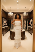 Tiered Ruffle Maxi Dress - White