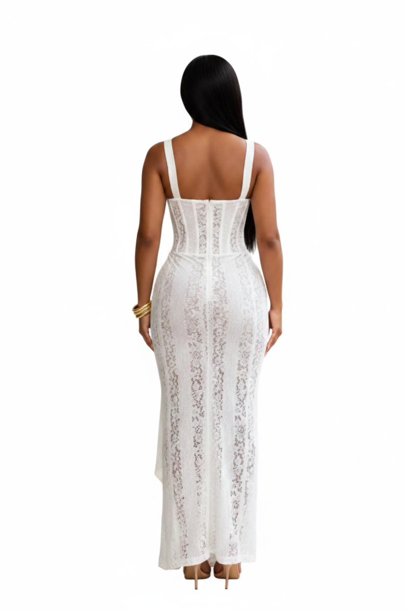 White Lace Dress - Back