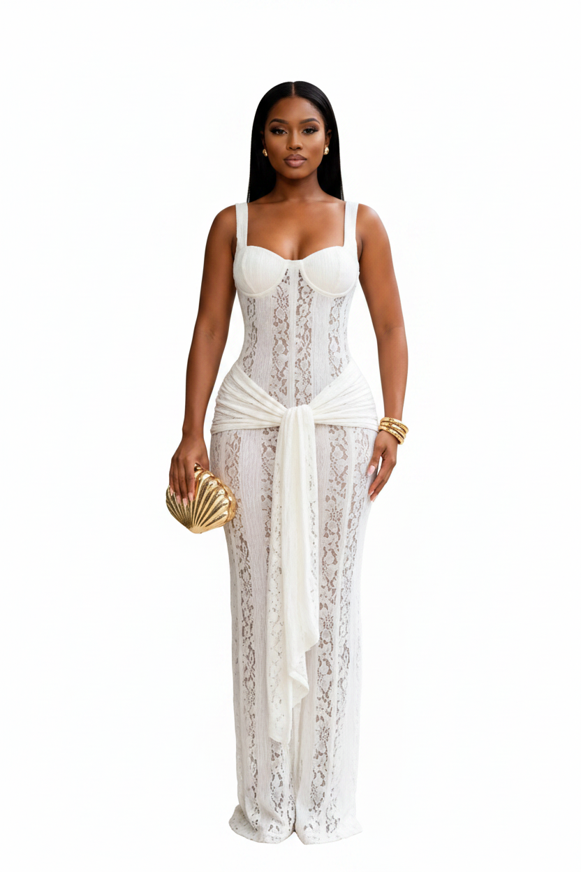 White Lace Dress - Front