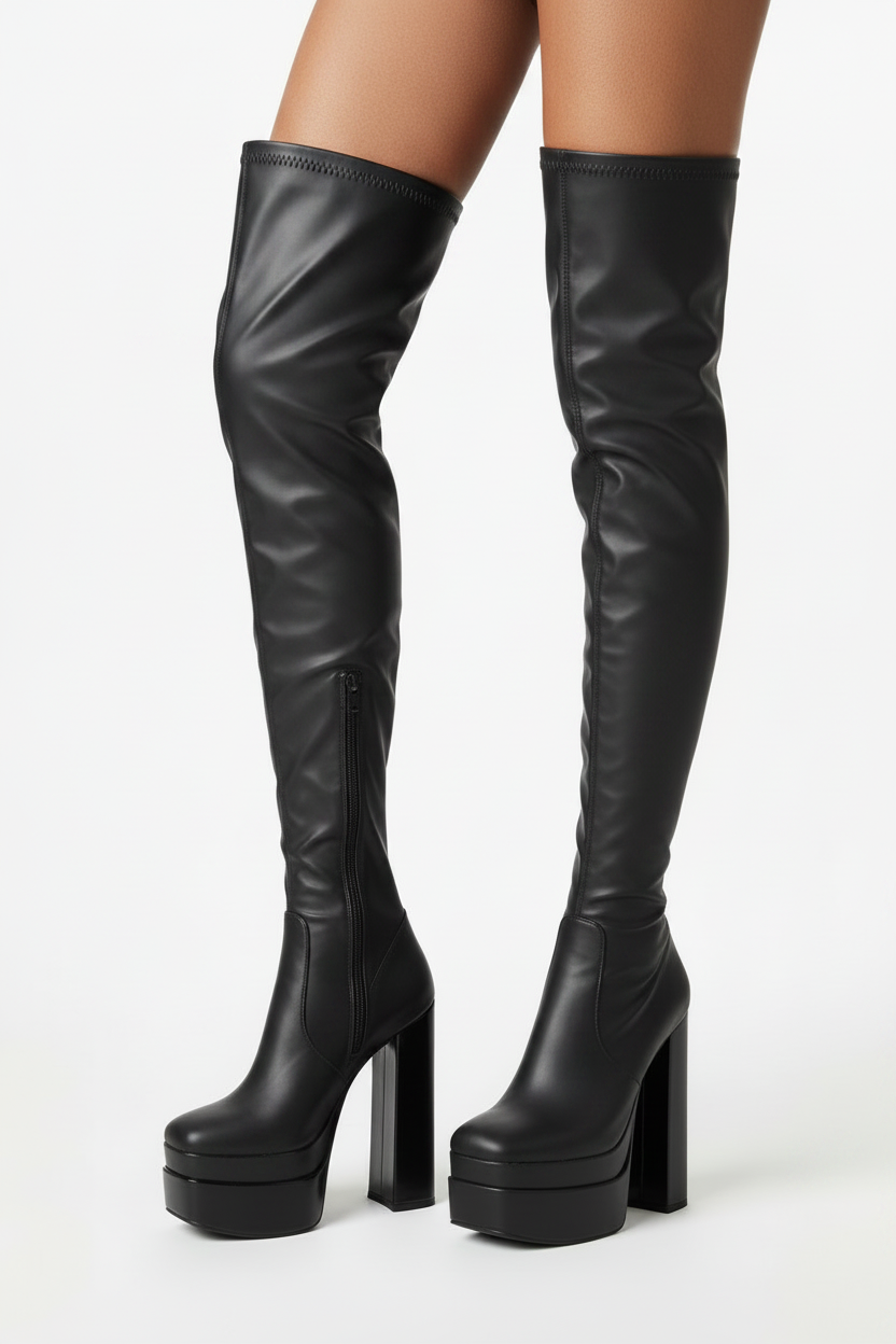 Zara Over-The-Knee Platform Boots - Matte